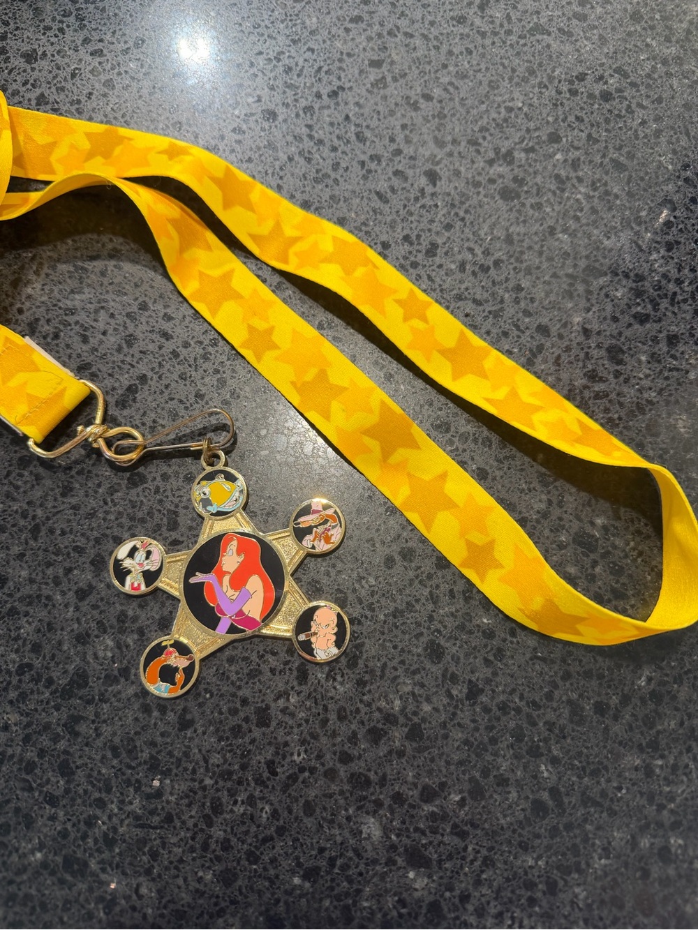 Yellow Star Lanyard with Who framed Roger Rabbit Character Pendant